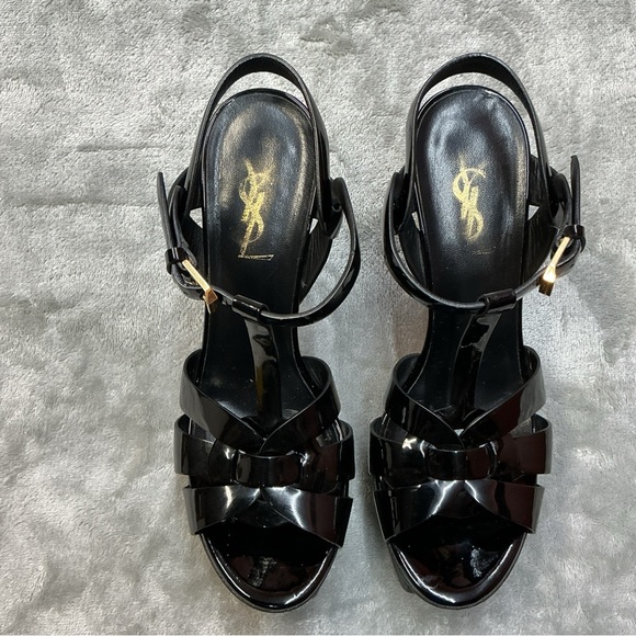 Yves Saint Laurent Tribute Woven paten Leather platform Sandals womens 36.5 - Picture 10 of 15